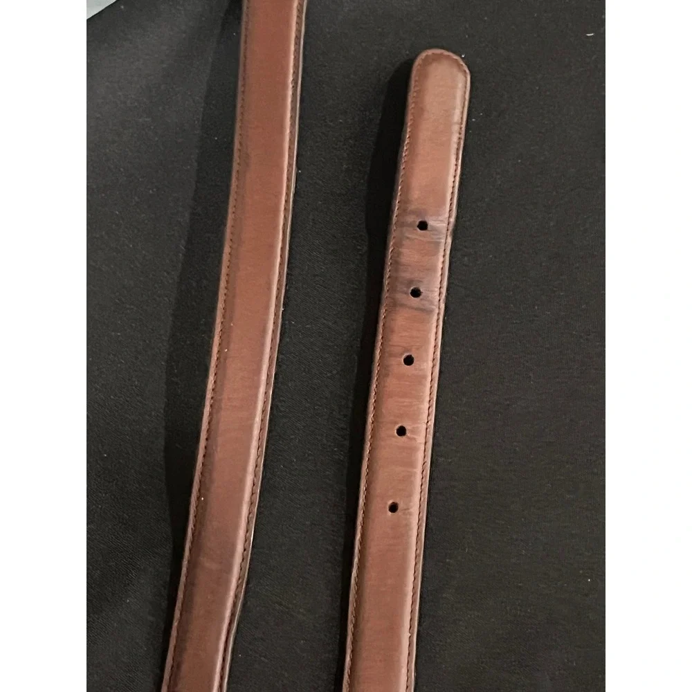 Dooney & Bourke Mens Brown Curried Bridle Leather Belt Brass Buckle Size 38